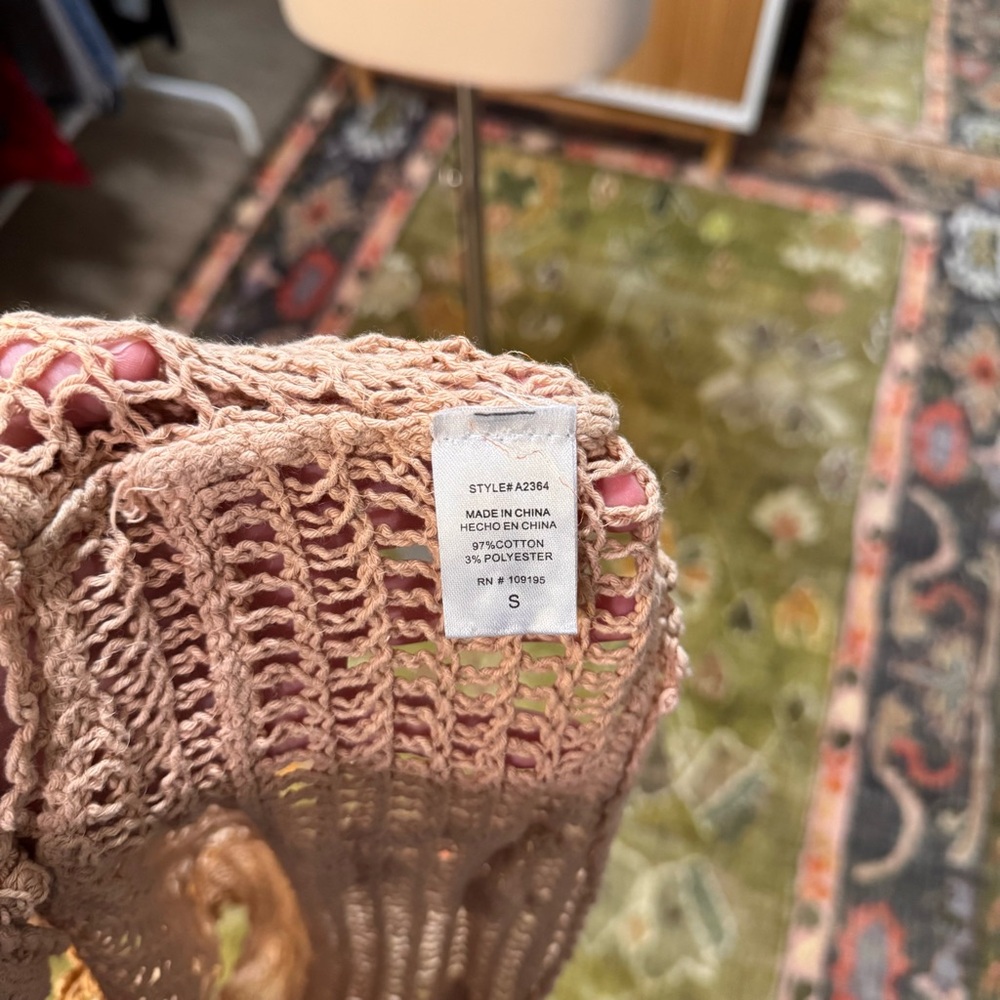 Fab’rik Tan Crochet Vest Top Beige Small - Picture 5 of 10